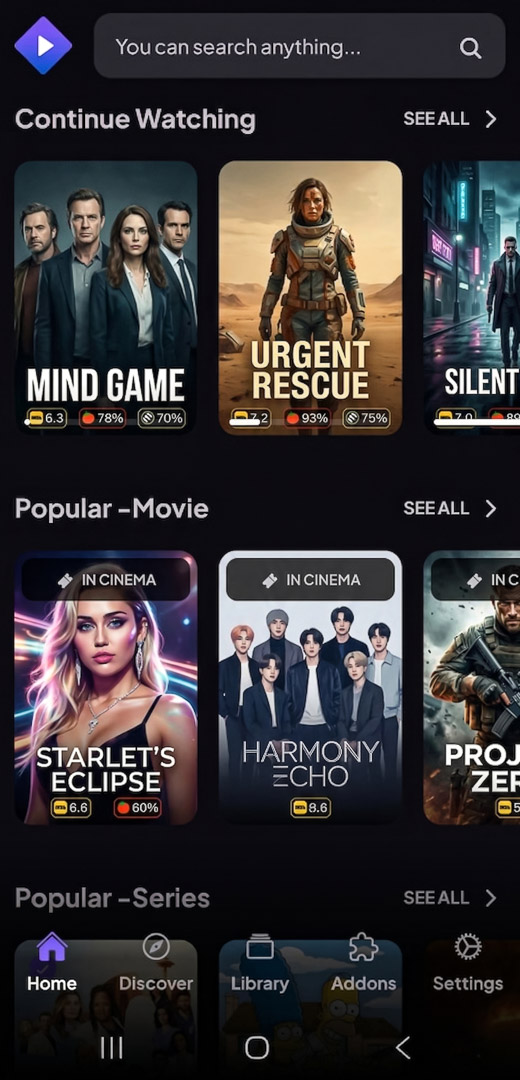 Preview of the AI-enhanced Stremio addon interface